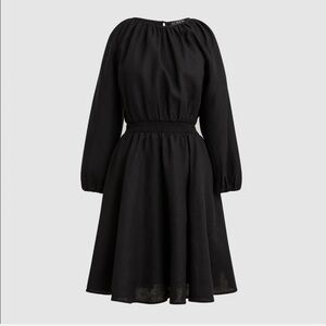 Elegant Black Linen Polermo Smocked Waist Jcrew Mini Dress Size Medium